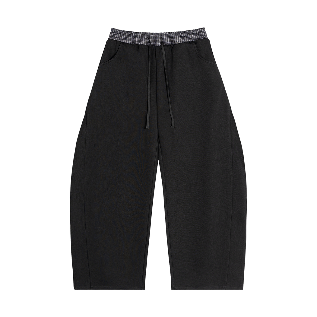 OnBrille Plaid Waistband Barrel Sweatpants